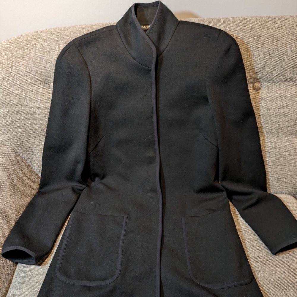 Emanuel Ungaro Black Blazer Coat Minimalist Designer Jacket Size XS R1